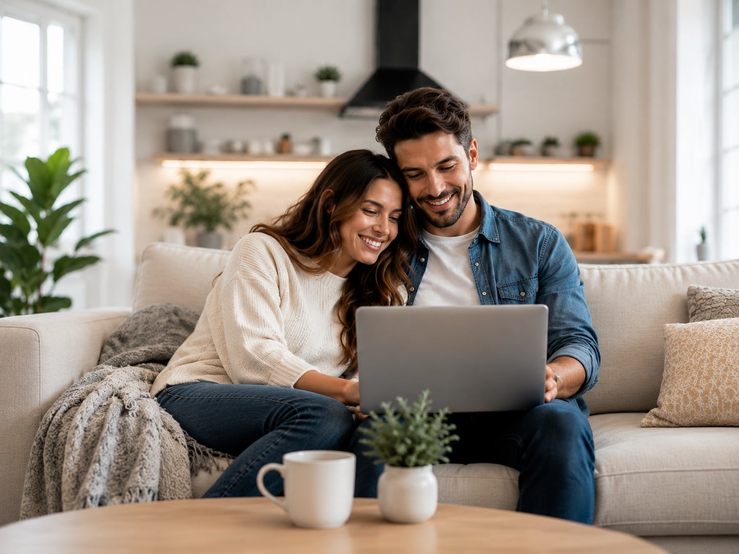 A couple reviewing home financing options together